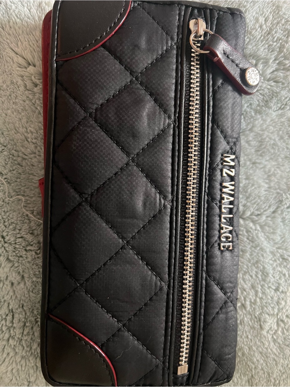 MZ Wallace Black Quilted Zip Around Wallet with Gold Logo - Picture 5 of 5